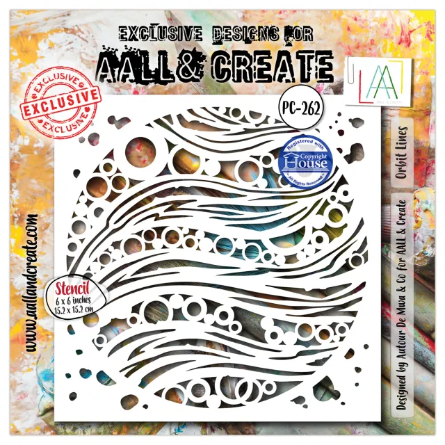 AALL and Create PC-262 Orbit Lines Schablone 15x15 cm Mylar