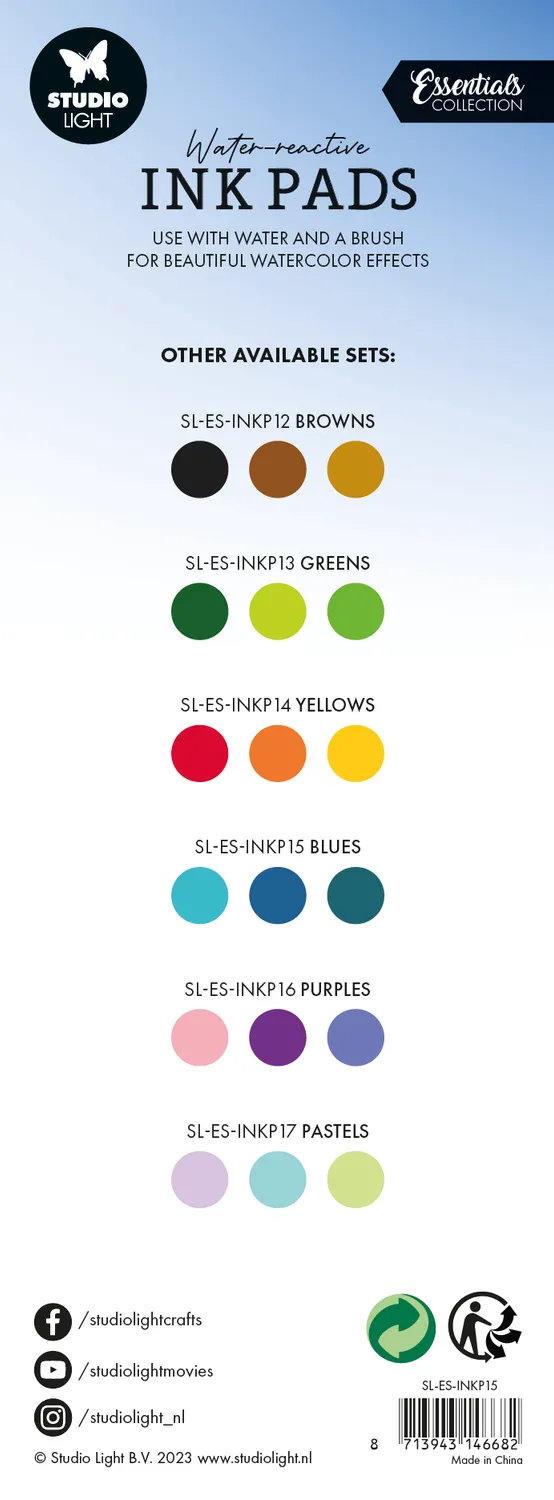 StudioLight Essentials Blues Stempelkissen wasserreaktiv 3er
