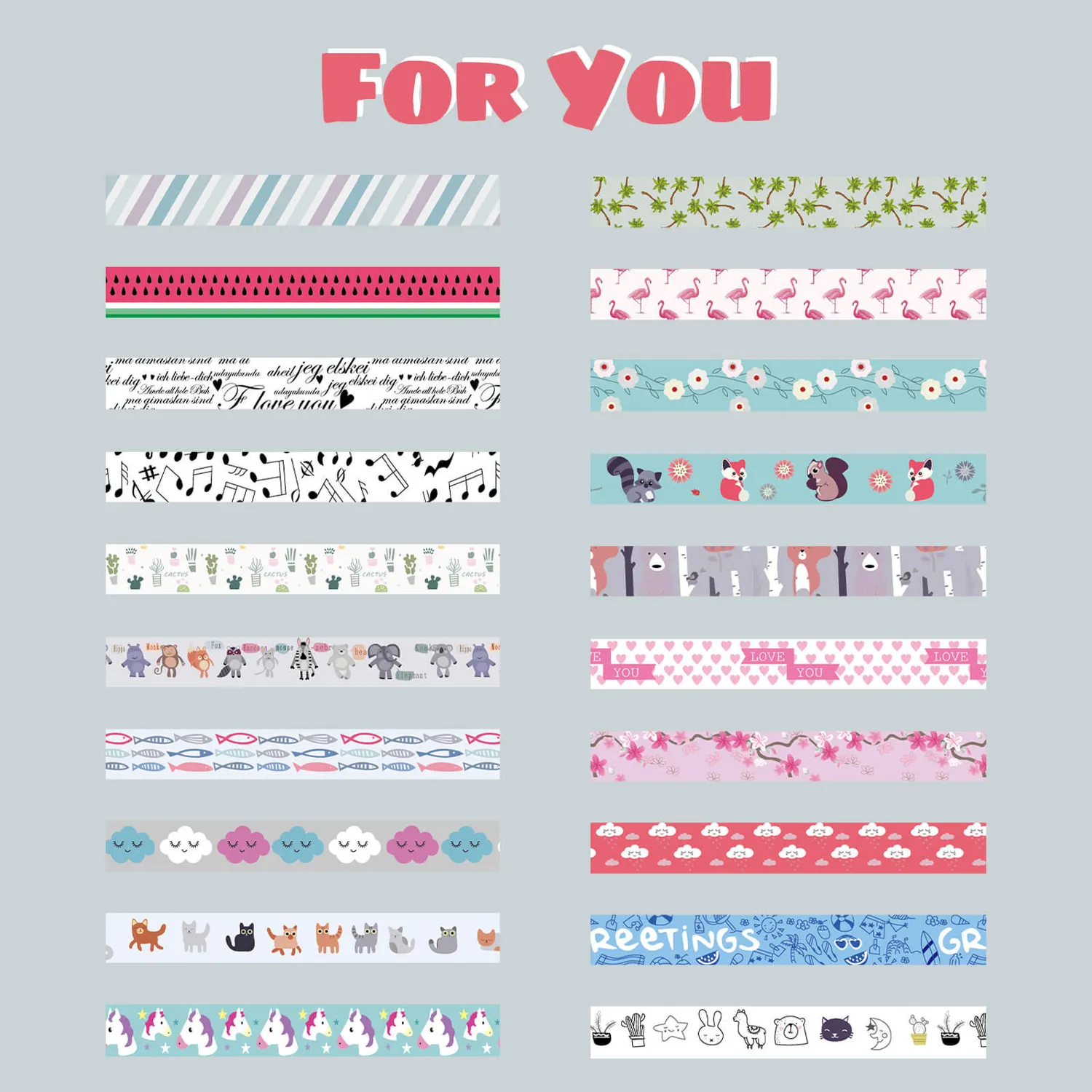 Ieebee Cute Washi Tape Set 40 Rollen 15 mm bunt
