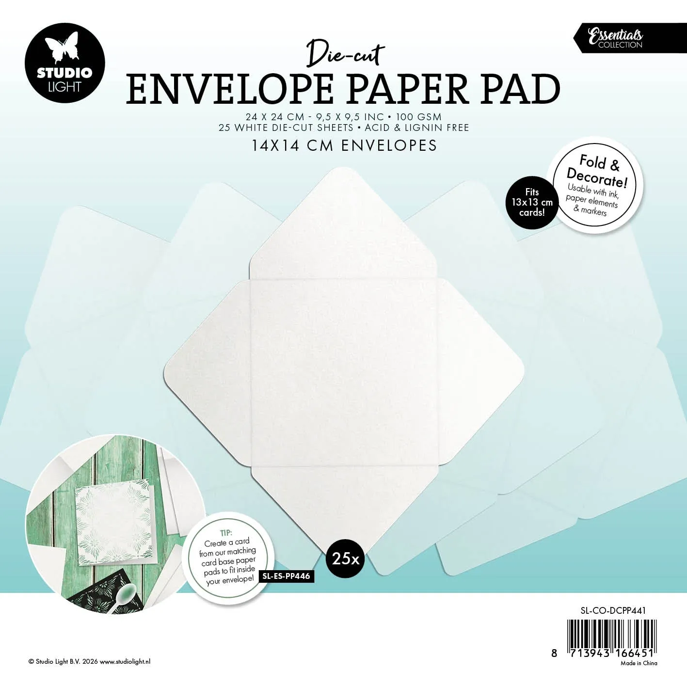 StudioLight Essentials Die-cut Paper Pad Umschläge 14x14 cm