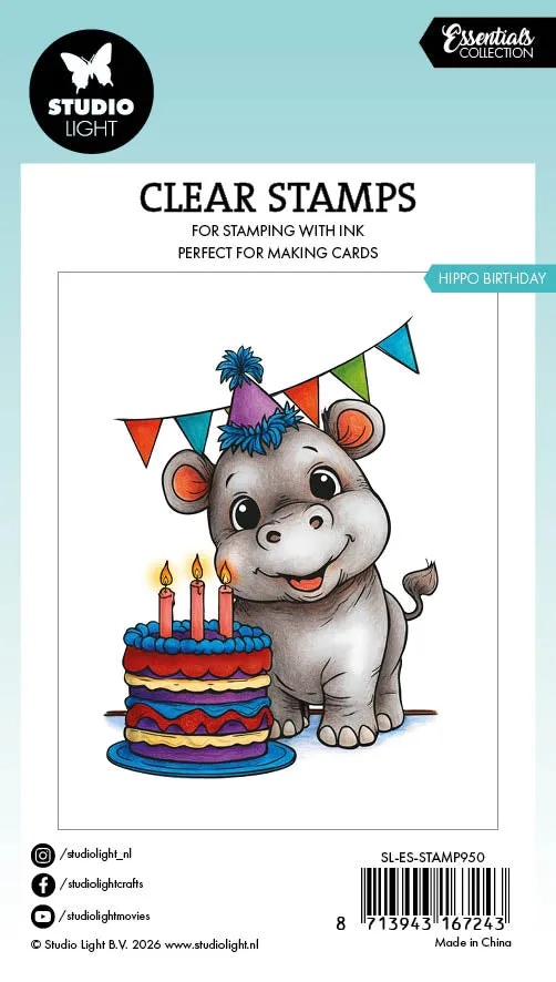 Studio Light Essentials Hippo Birthday Clear Stamps Geburtstag
