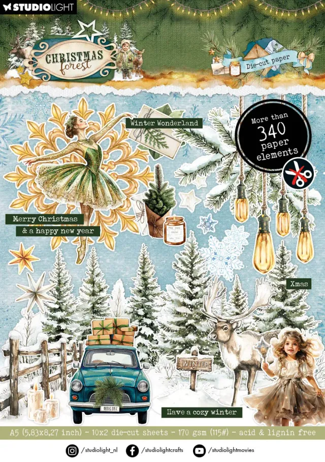 Studio Light Christmas Forest Die-Cut Paper Pad 20 Blatt