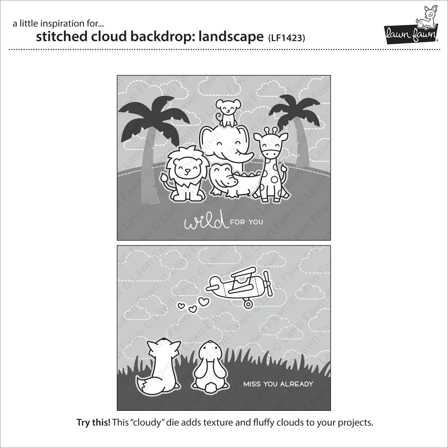 Lawn Fawn Stitched Cloud Backdrop LF1423 Stanzschablone