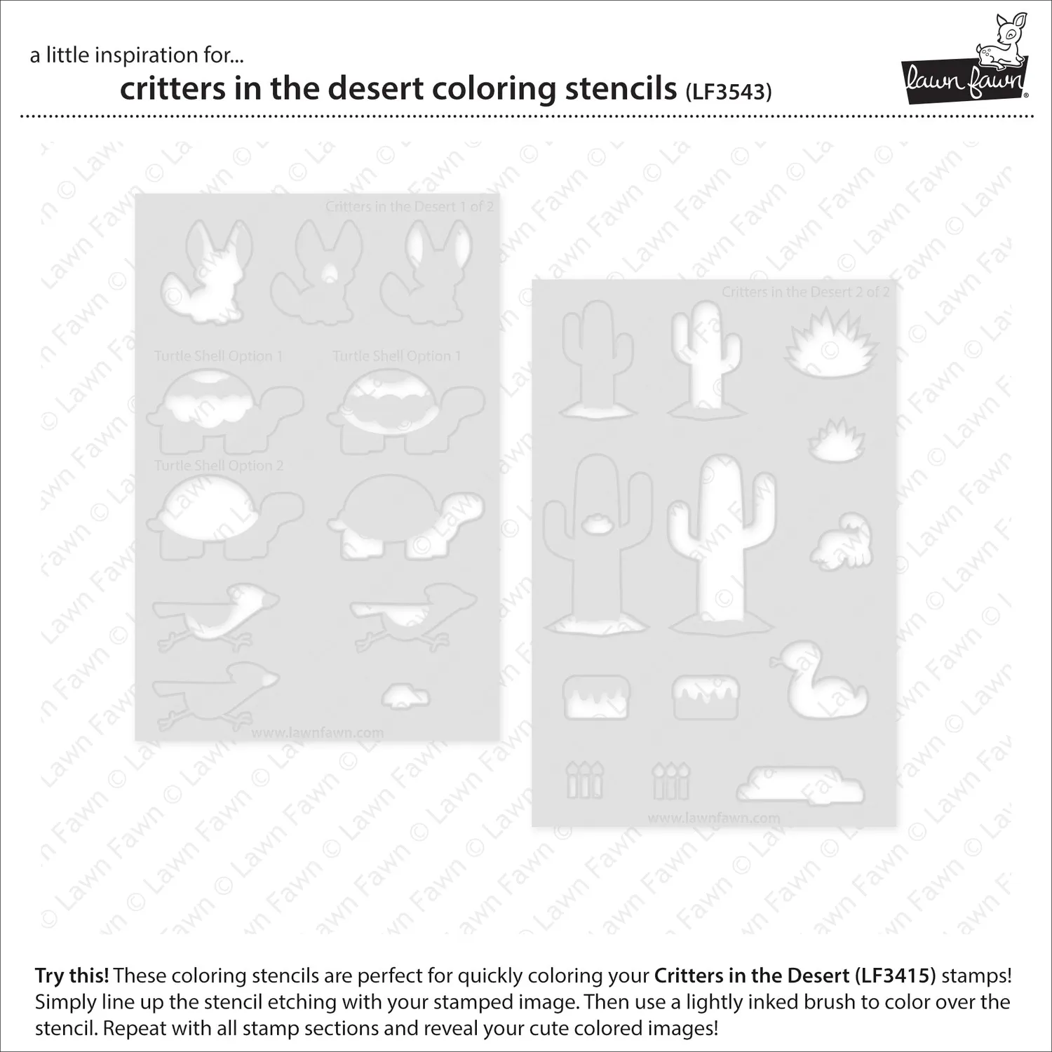 Lawn Fawn Critters in the Desert Coloring Stencils 2-teilig