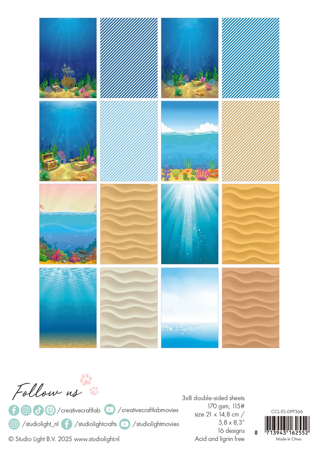 StudioLight Creative Craftlab Make a splash Papierblock A5 24 Blatt Wasser