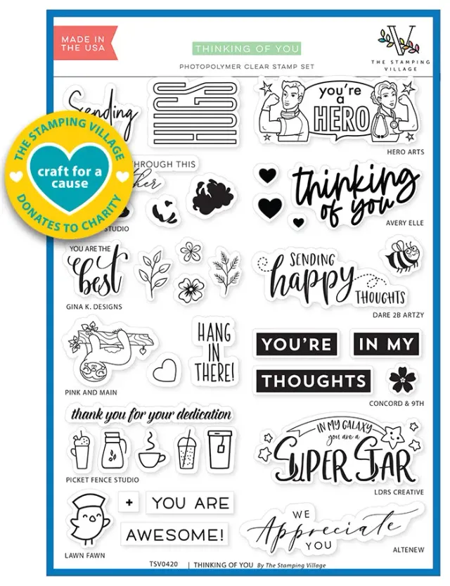 Lawn Fawn Thinking of You Stempelset Clear Stamps 15x20 cm