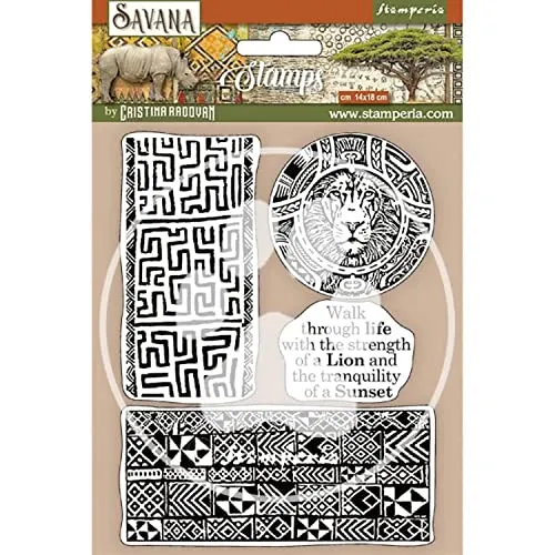 Stamperia Savana Gummistempel 14x18 Ethno-Borten