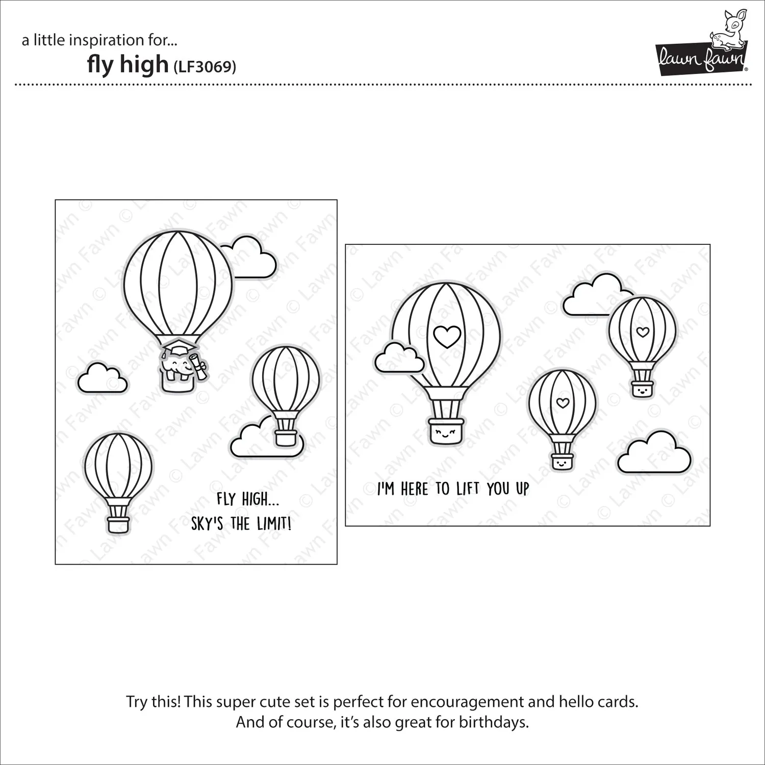 Lawn Fawn Fly High LF3069 Clear Stamps Geburtstag
