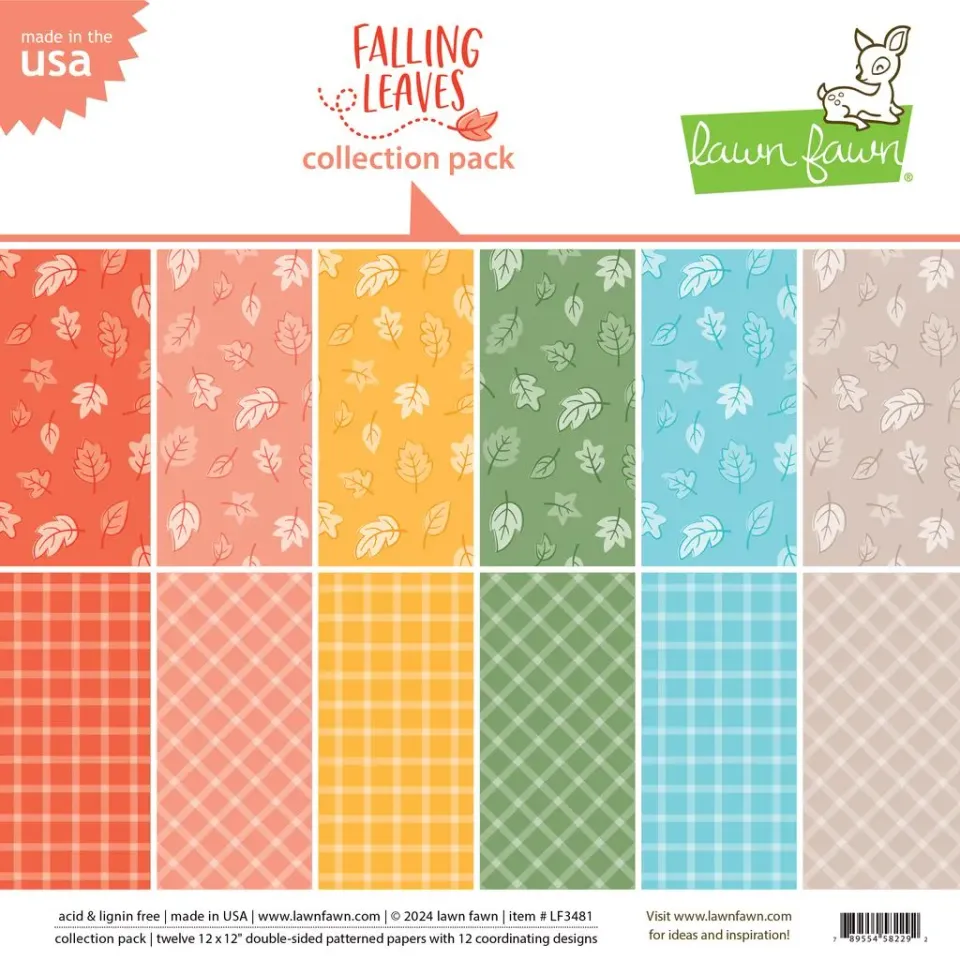 Lawn Fawn Falling Leaves Motivpapier 12 Blatt Herbst