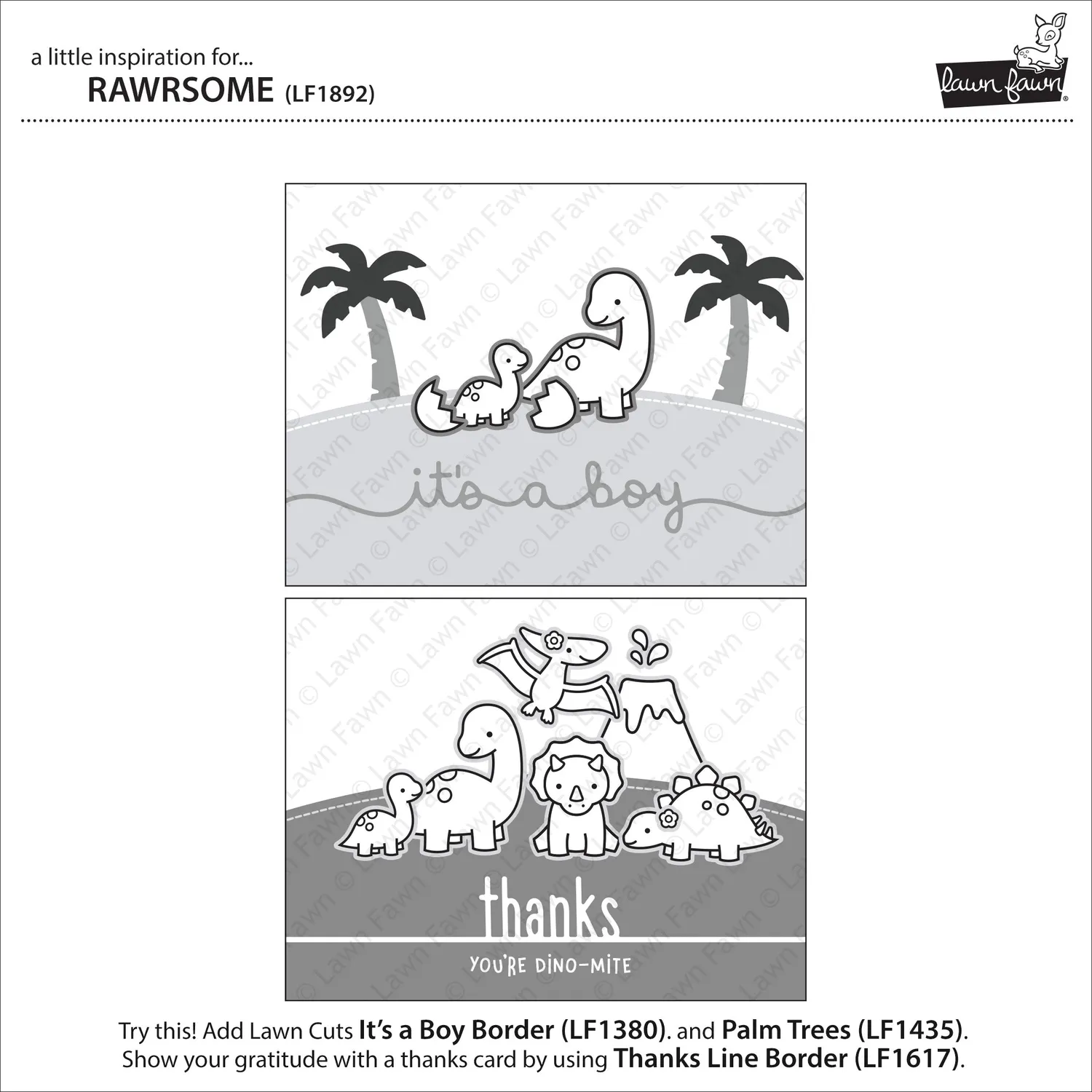 Lawn Fawn Rawrsome Klarsichtstempel Dinosaurier