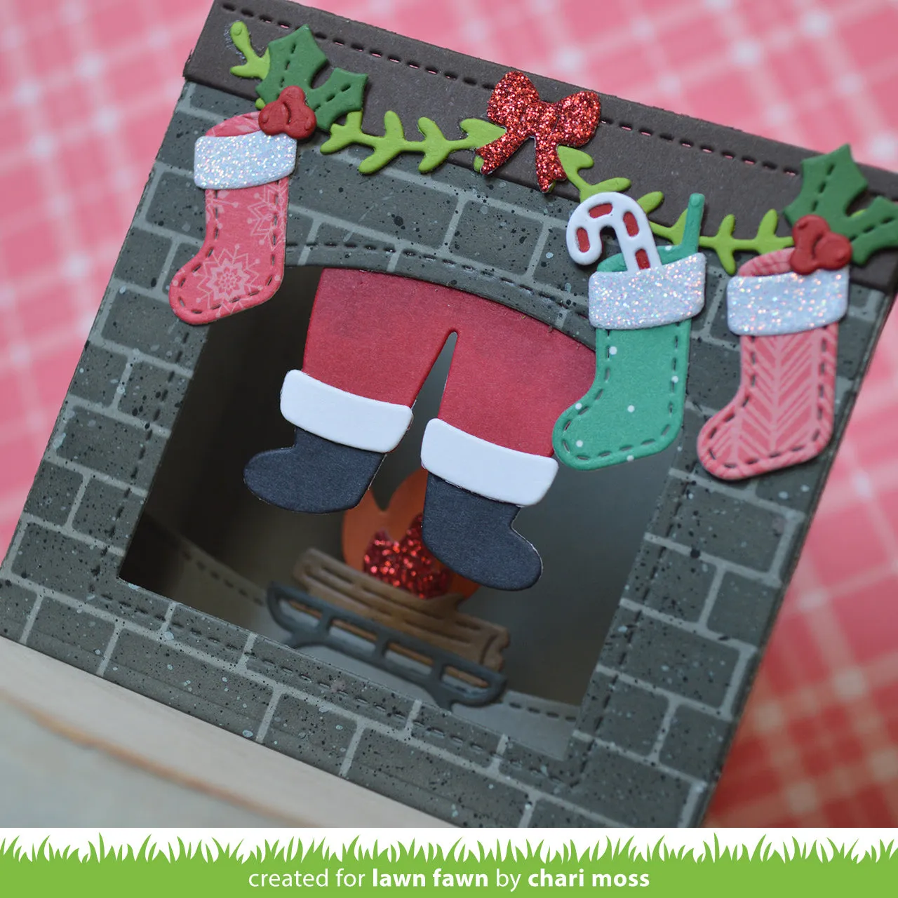 Lawn Fawn Shadow Box Card Fireplace Add-On Stanzen