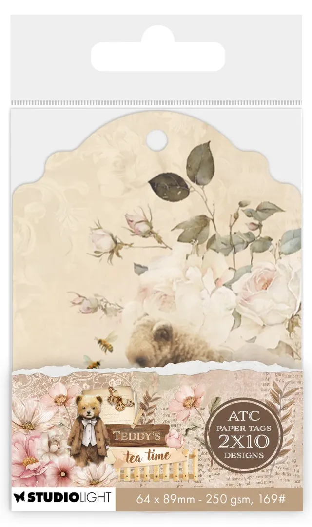 Studio Light Teddys Tea Time Tags ATC Tags 20 Stück bedruckt