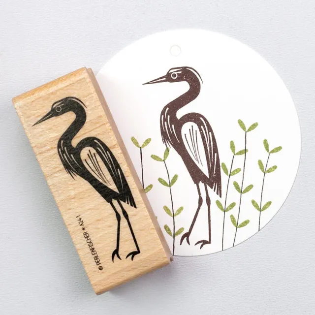 Perlenfischer Gray Heron Stempel Reiher 23x61 mm