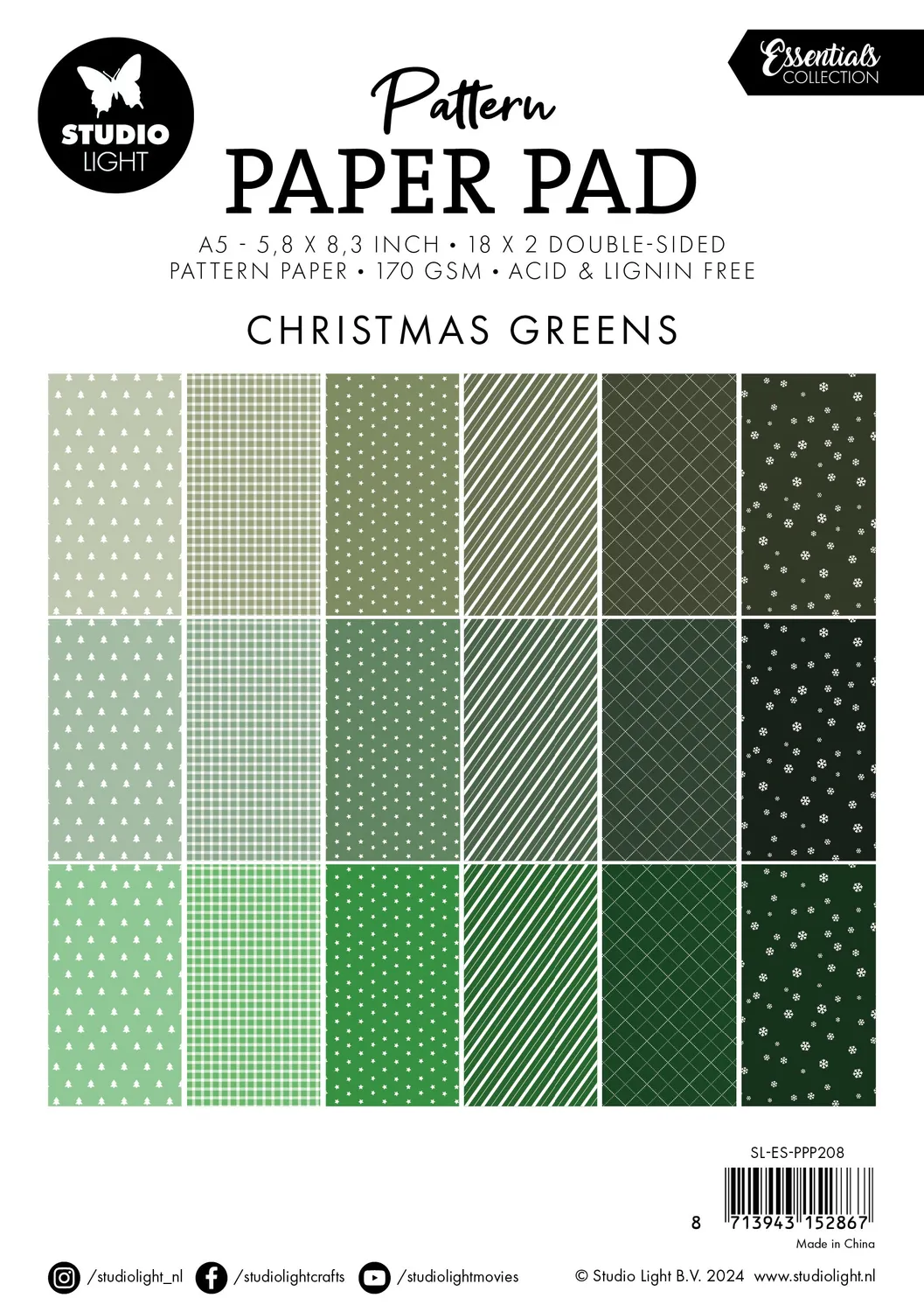 StudioLight Essentials Christmas Greens Motivpapier A5 36 Blatt