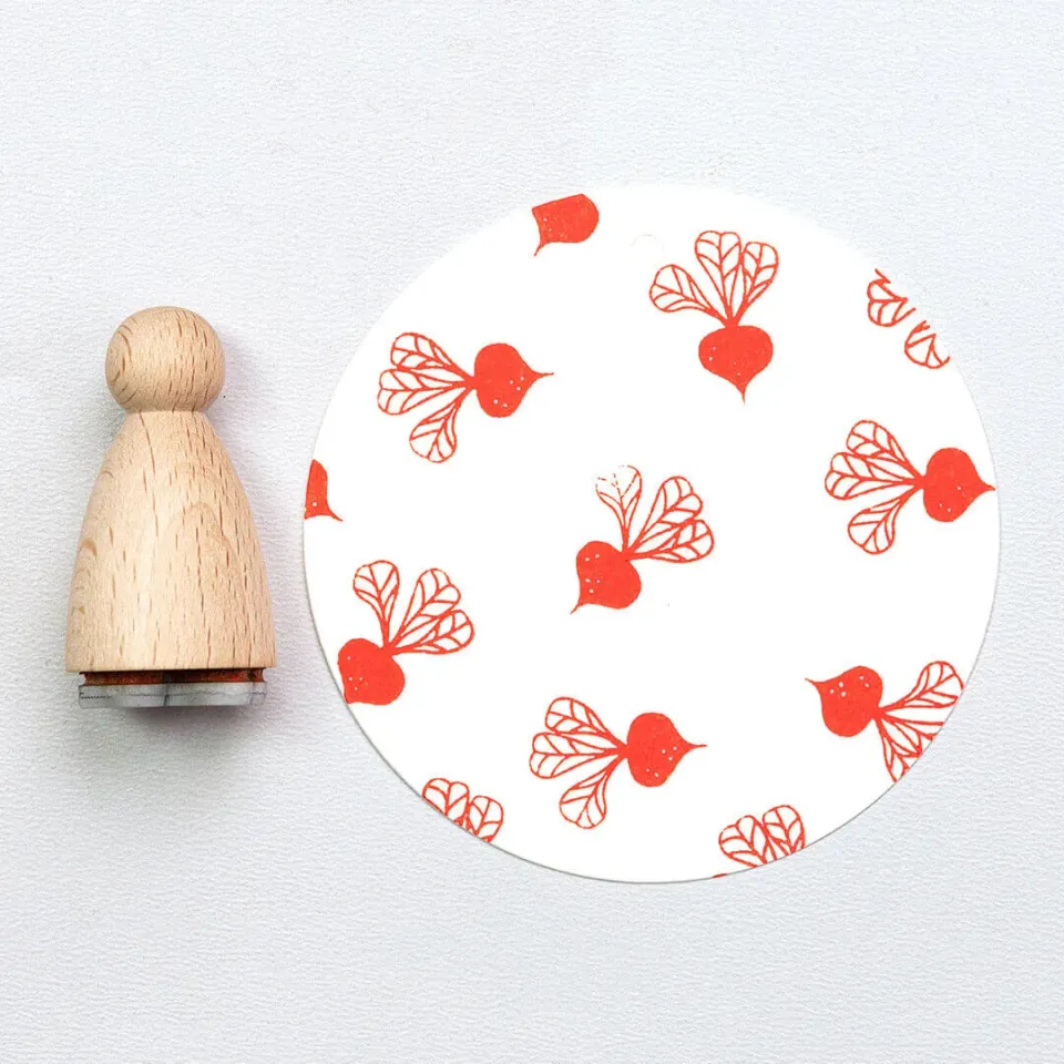 Perlenfischer Rübe klein Stempel 19x14 mm Holz