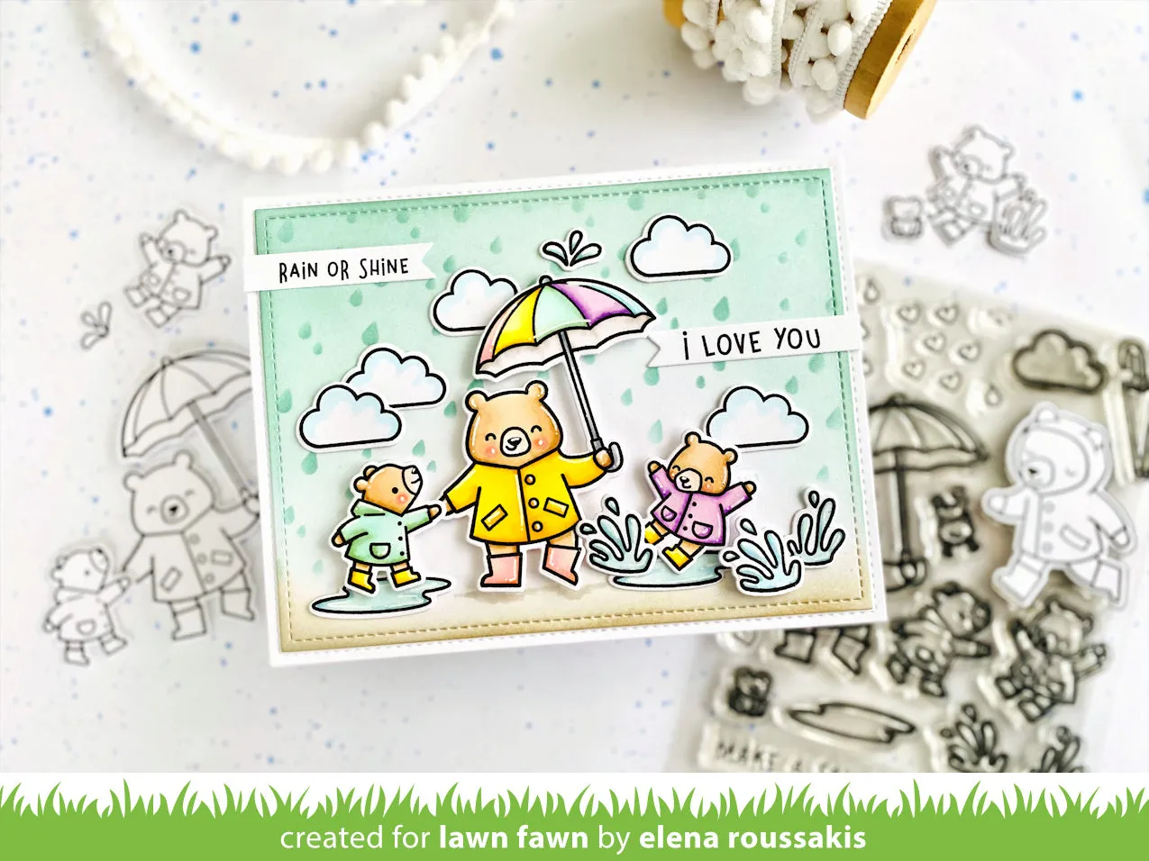 Lawn Fawn Rainy Sky Schablone 15x15 cm Regentropfen