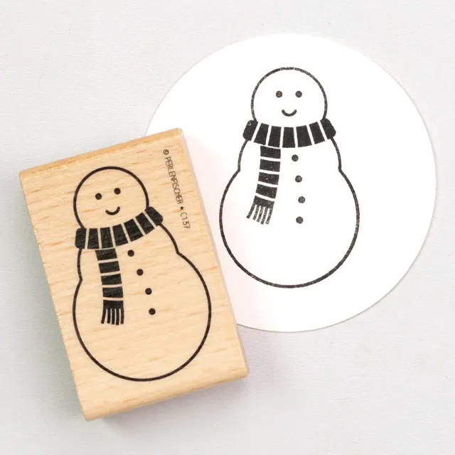 Perlenfischer Schneemann Stempel 35 x 55 mm Holz