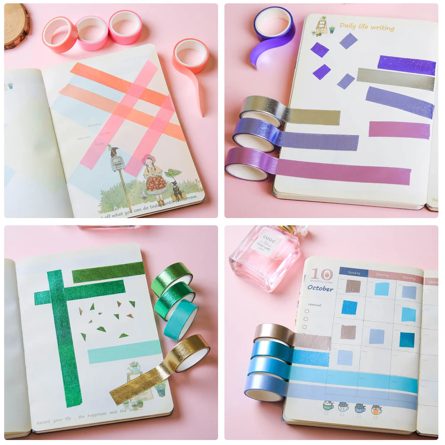 Ieebee Metallic Washi Tape 16 Rollen Perlglanz
