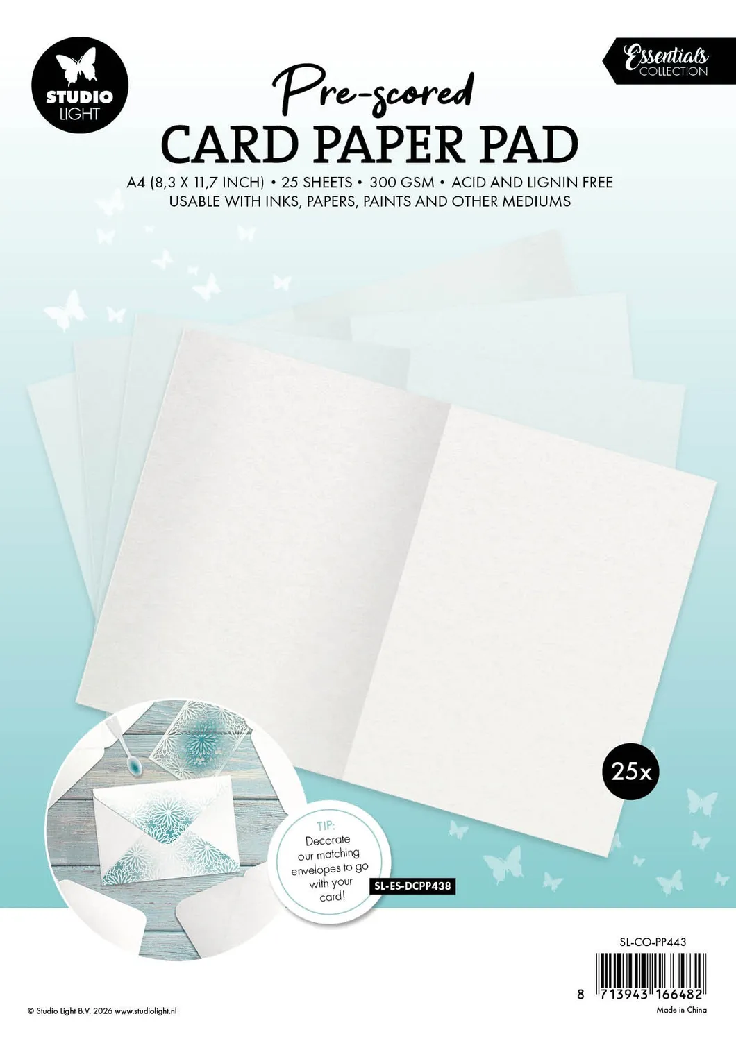 StudioLight Essentials Card Paper Pad weiße Karten A5 vorgestanzt