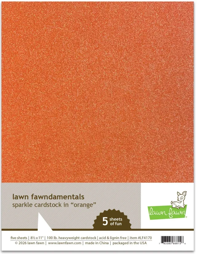 Lawn Fawn Sparkle Cardstock Papier Orange 5 Blätter