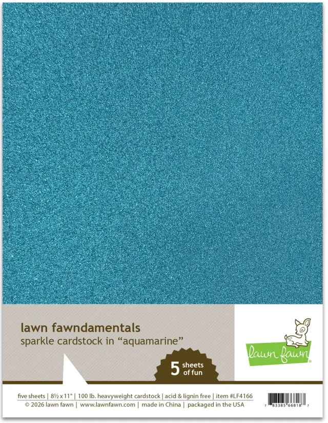 Lawn Fawn Sparkle Cardstock Aquamarine Cardstock 5 Blatt Türkis