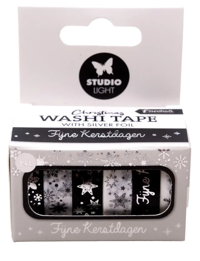 StudioLight Essentials Washi Tape Schwarz-Weiß Silber