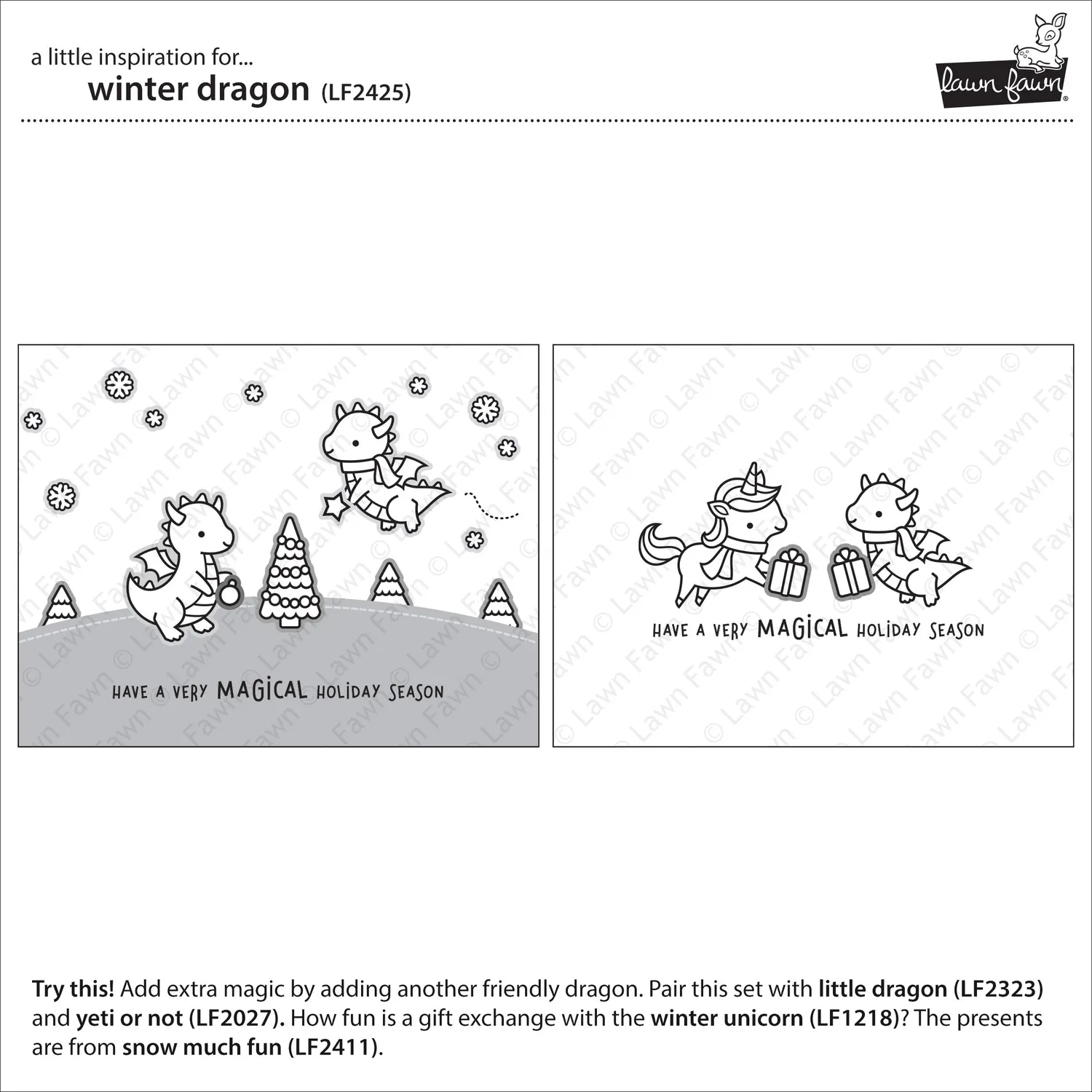 Lawn Fawn Winter Dragon Clear Stamps Drachen-Motiv