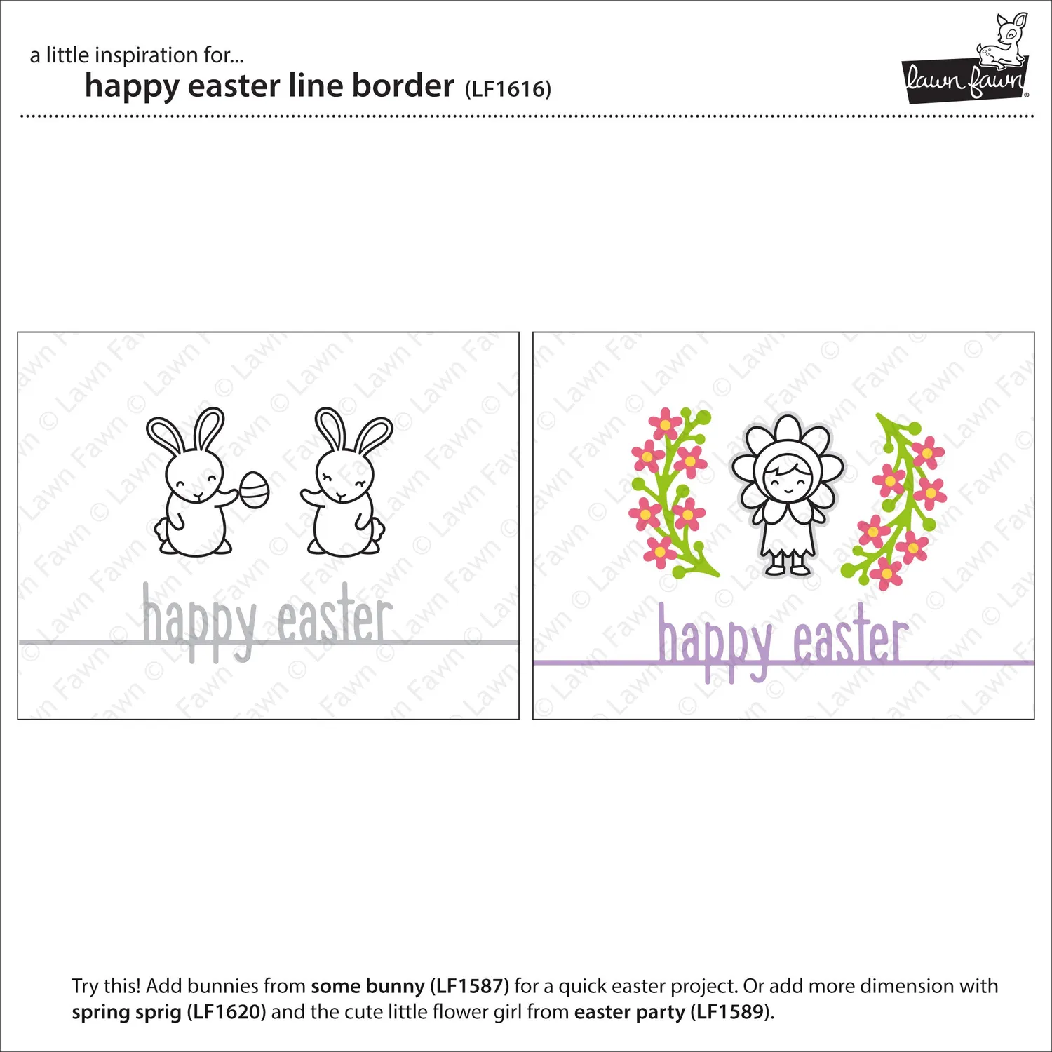 Lawn Fawn Happy Easter Line Border Stanzschablone