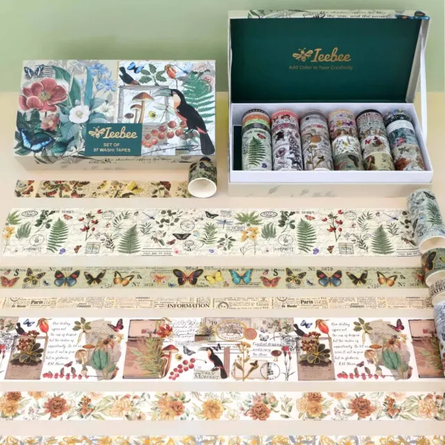 Ieebee Vintage Washi Tape 37 Rollen Ephemera Set
