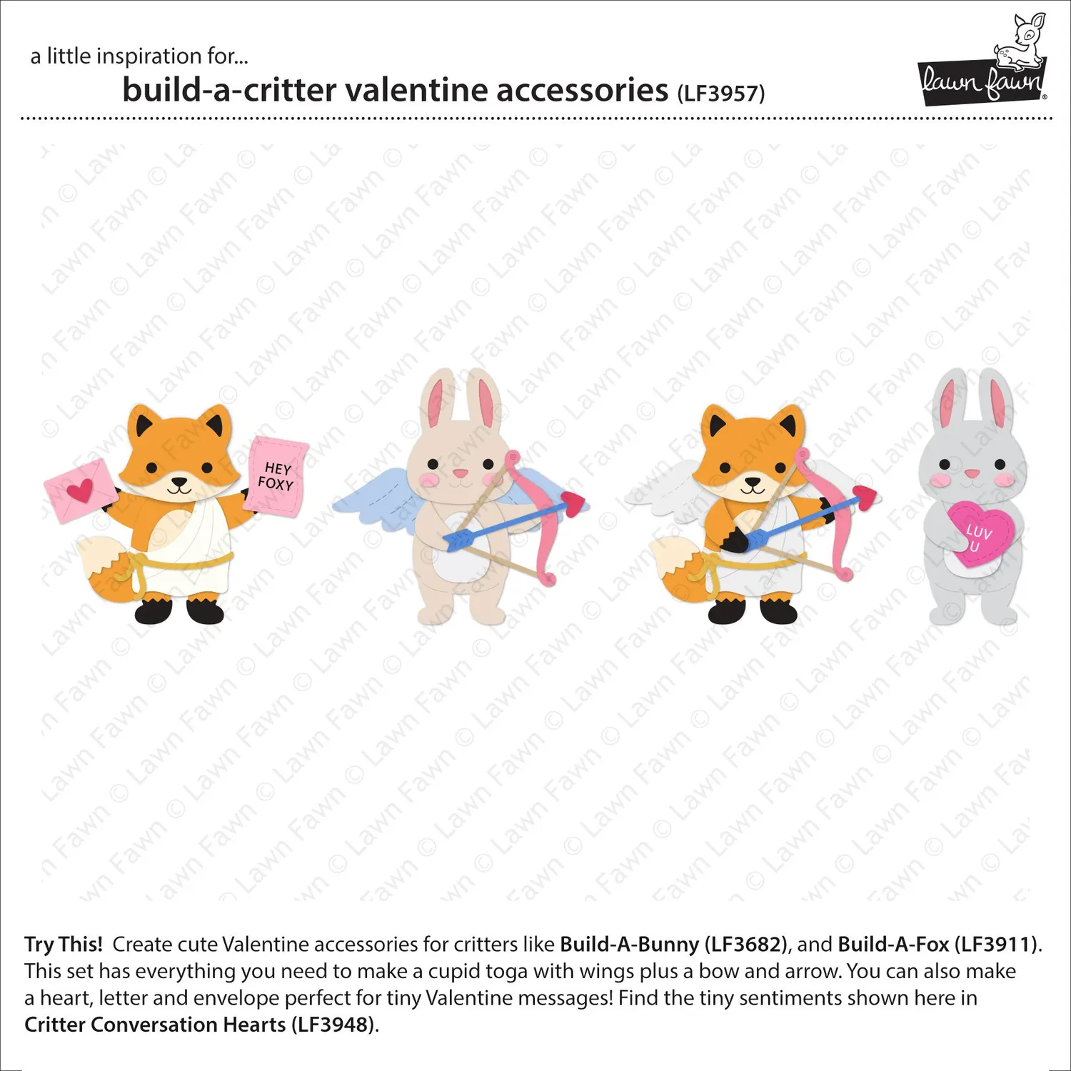 Lawn Fawn Build-A-Critter Valentine Accessories Stanzen Cupid