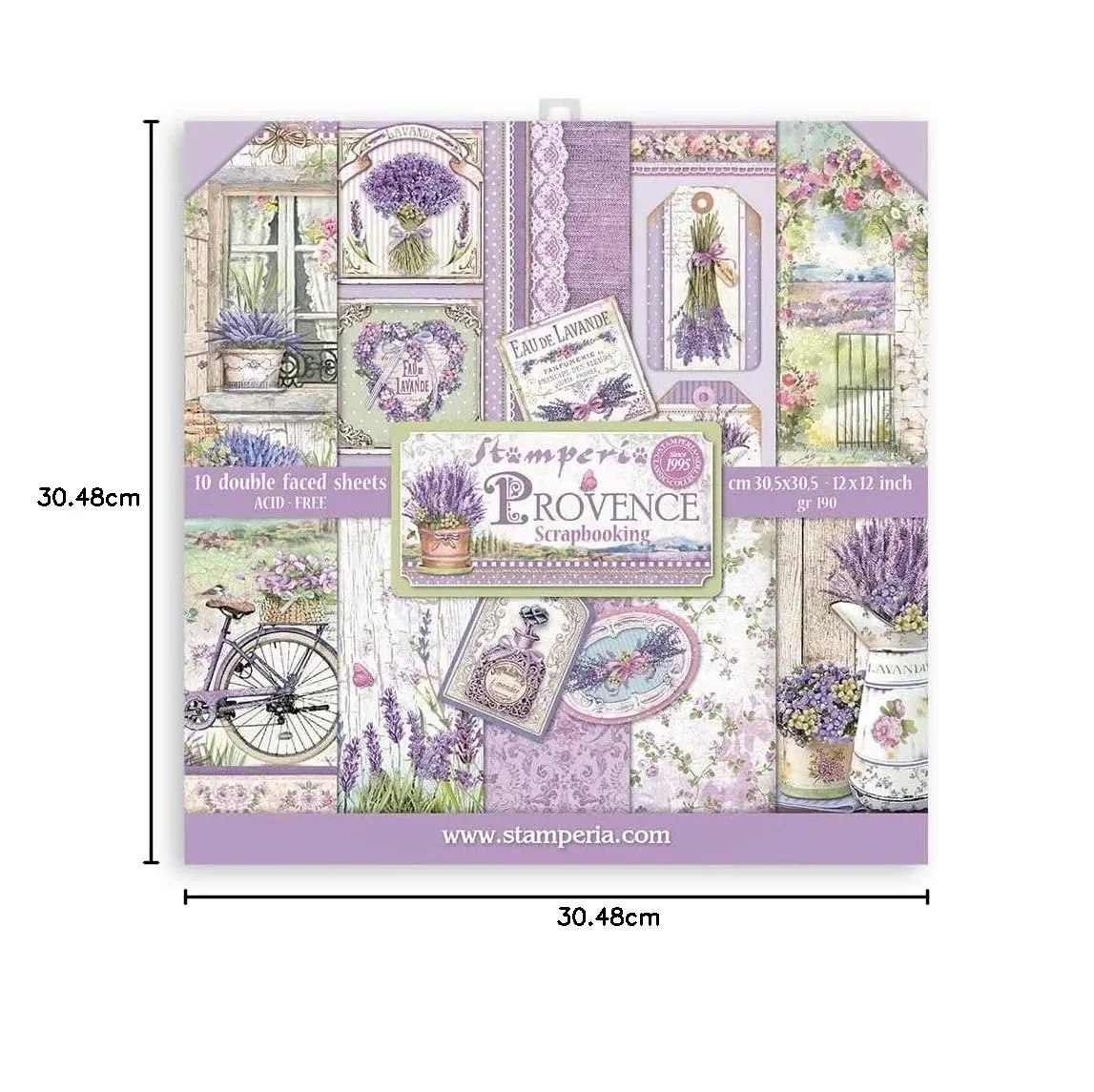Stamperia Provence Scrapbooking Pad 10 Bogen 30,5x30,5 SBBL105