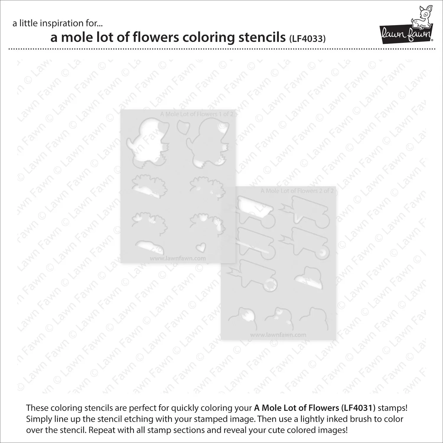 Lawn Fawn A Mole Lot of Flowers LF4033 Coloring Schablonen 2-teilig Frühling