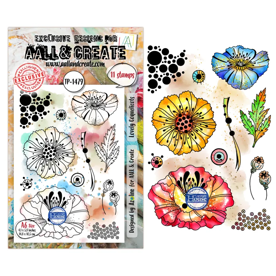 AALL and Create TP-1479 Lovely Coquelicots Stempelset A6 Mohnblumen