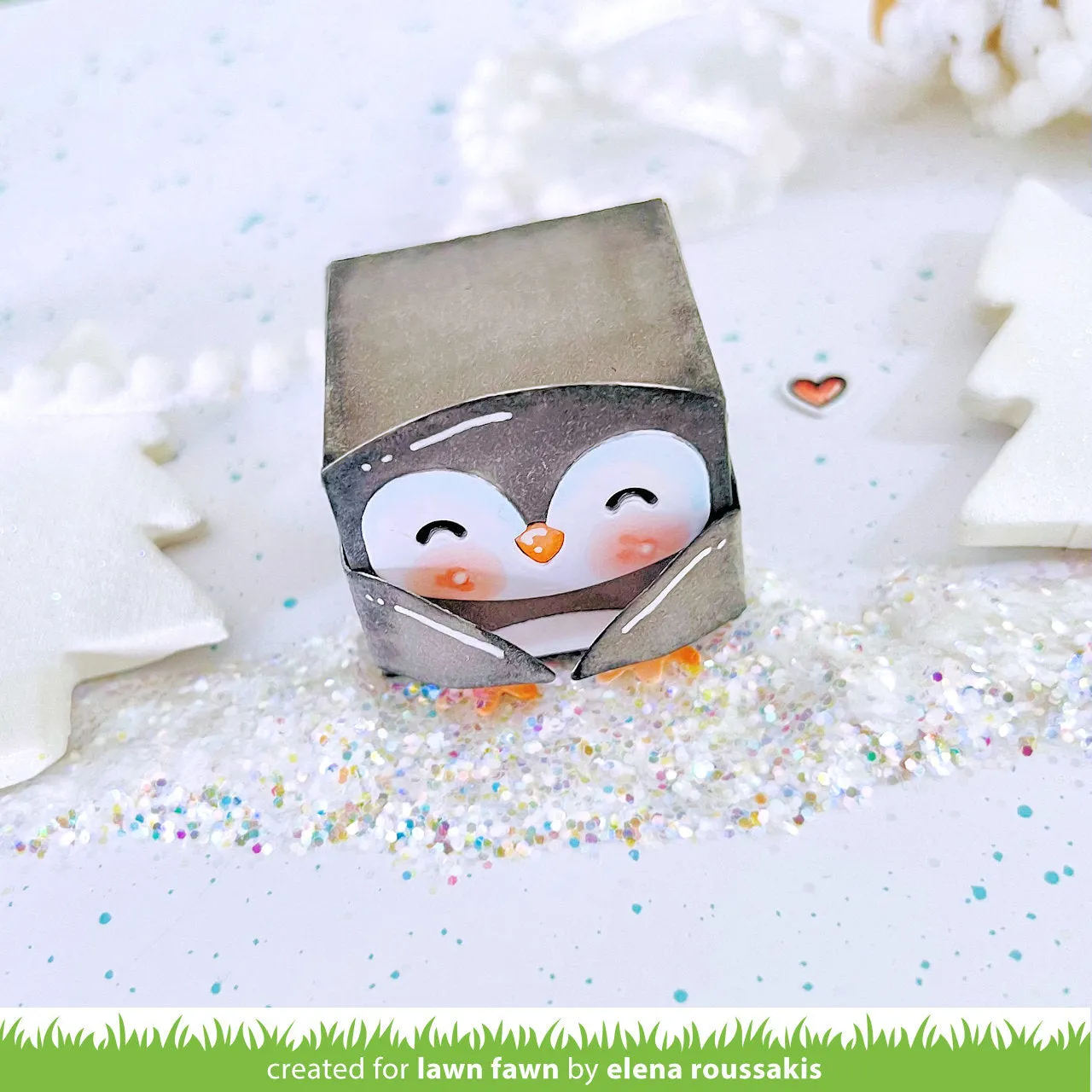 Lawn Fawn Tiny Gift Box Owl Penguin Stanzschablonen 14-tlg.
