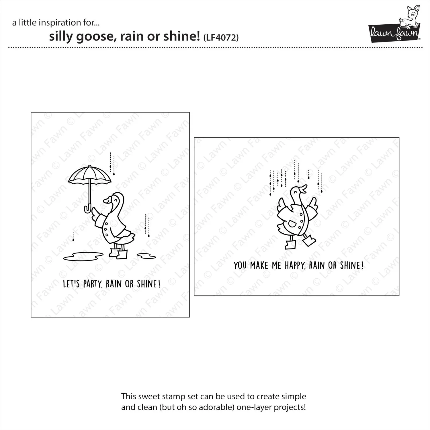 Lawn Fawn Silly Goose Rain or Shine Stempelset Gänse