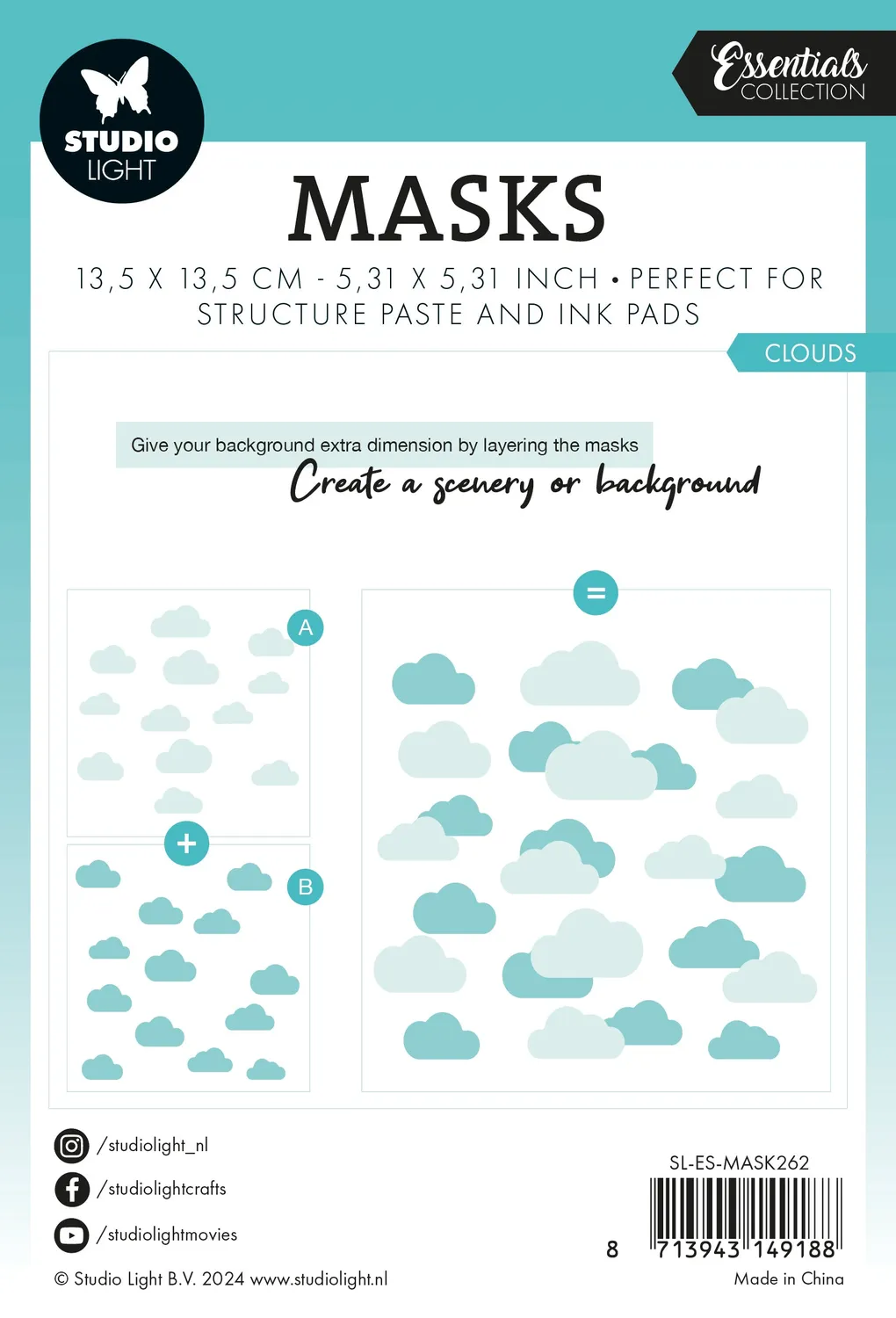 StudioLight Essentials Clouds Maske Schablone 135x135 mm