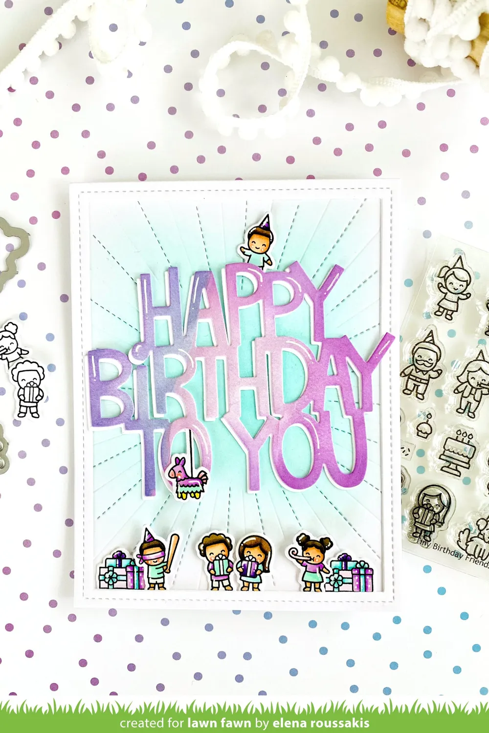Lawn Fawn Tiny Birthday Friends Stempelset Geburtstag