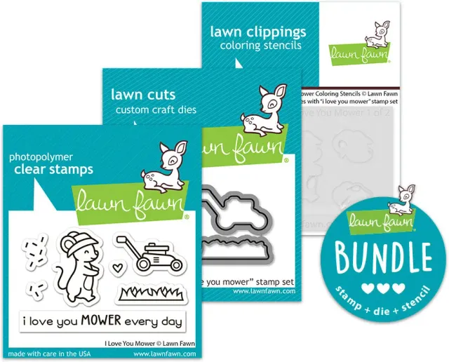 Lawn Fawn I Love You Mower Bundle Stempel Stanzen Schablone