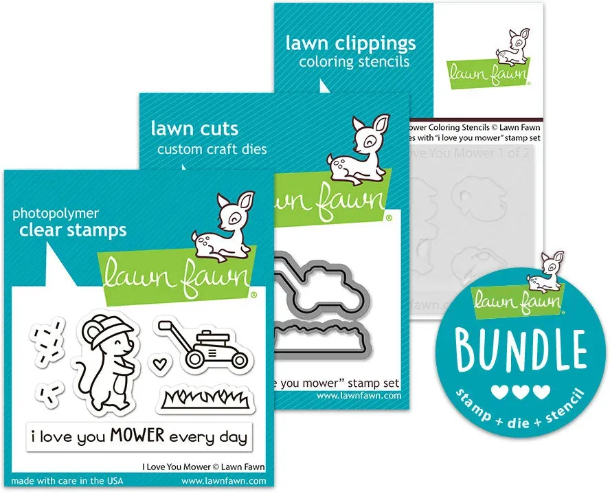 Lawn Fawn I Love You Mower Bundle Stempel Stanzen Schablone