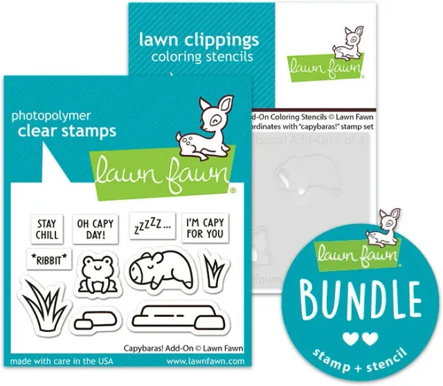 Lawn Fawn Capybaras Add-On Stempelset Schablonen-Bundle