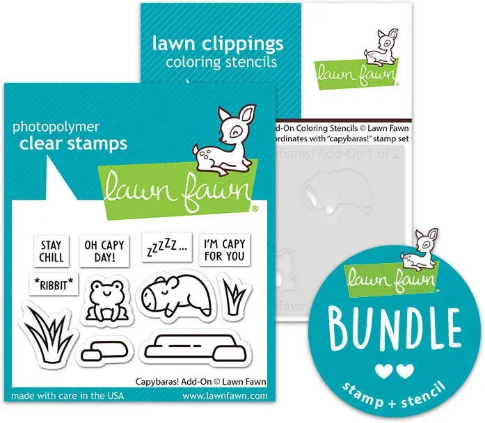 Lawn Fawn Capybaras Add-On Stempelset Schablonen-Bundle
