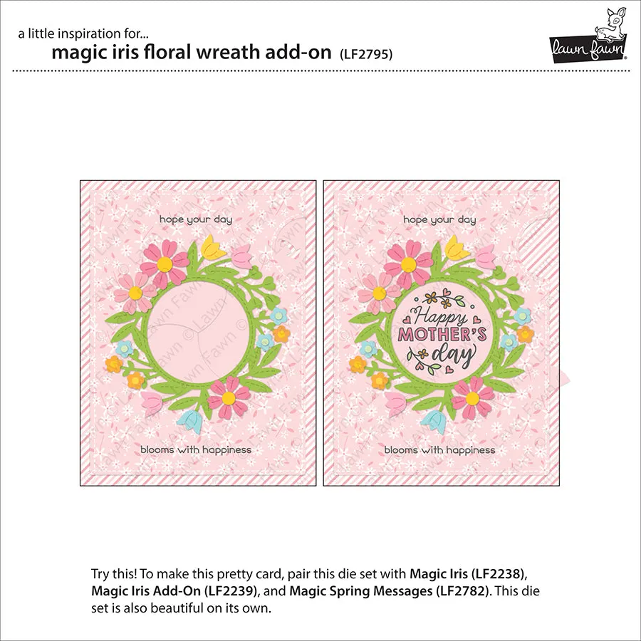 Lawn Fawn Magic Iris Floral Wreath Add-On Stanzen