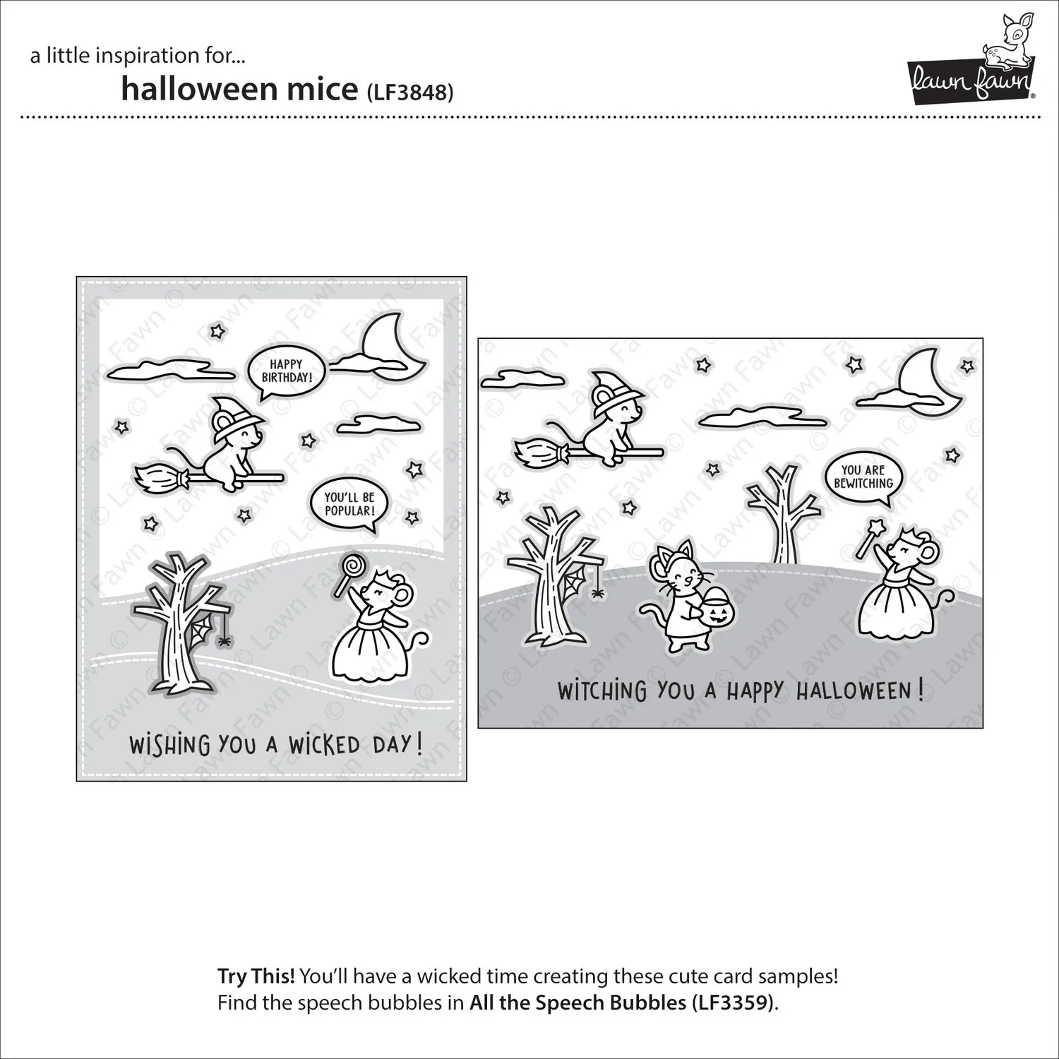 Lawn Fawn Halloween Mice Clear Stamps Mäuse Halloween-Set