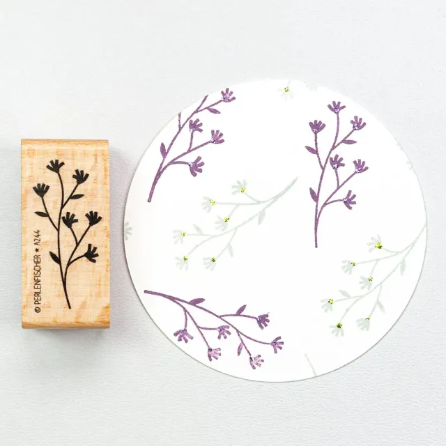 Perlenfischer Kornblumenzweig Stempel Blume 16x37 mm