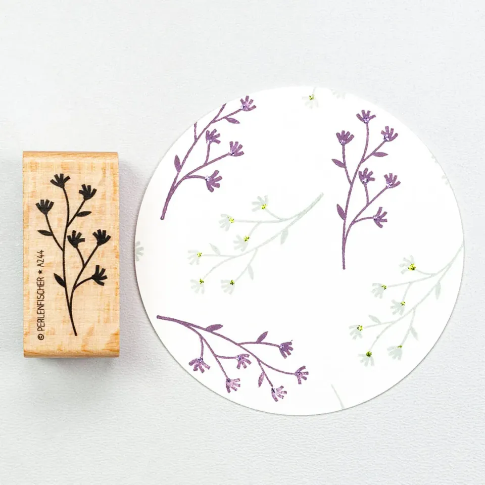 Perlenfischer Kornblumenzweig Stempel Blume 16x37 mm