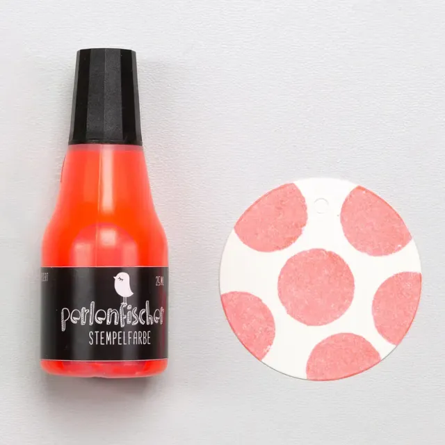 Perlenfischer Nachfüllfläschchen Stempelfarbe Neon Rot 25 ml