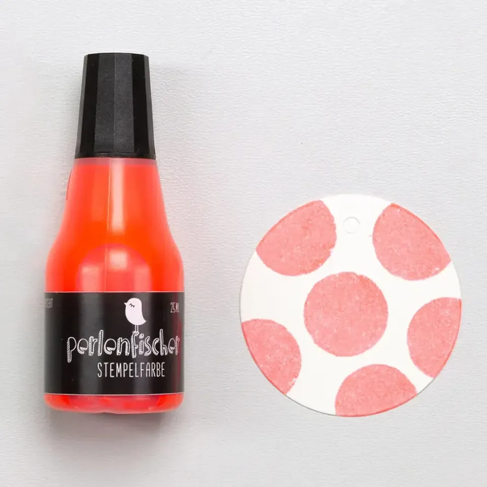 Perlenfischer Nachfüllfläschchen Stempelfarbe Neon Rot 25 ml