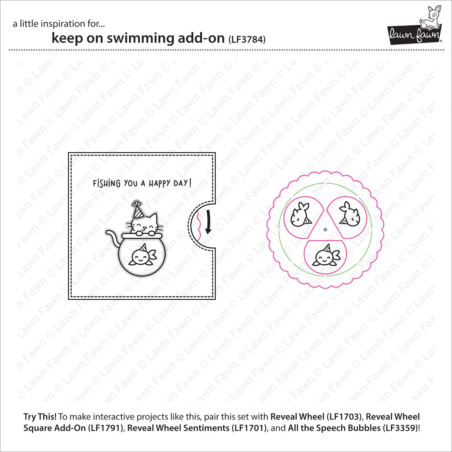 Lawn Fawn Keep On Swimming Add-On Clear Stamps Katze
