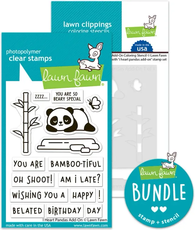 Lawn Fawn I Heart Pandas Add-On Stempel Schablonen-Set