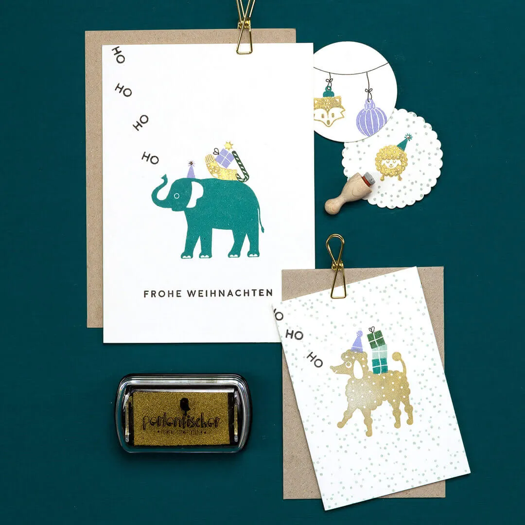 Perlenfischer Frohe Weihnachten Stempel 64 mm Schriftzug